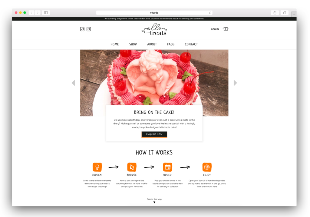 a screenshot of the ellotreats homepage