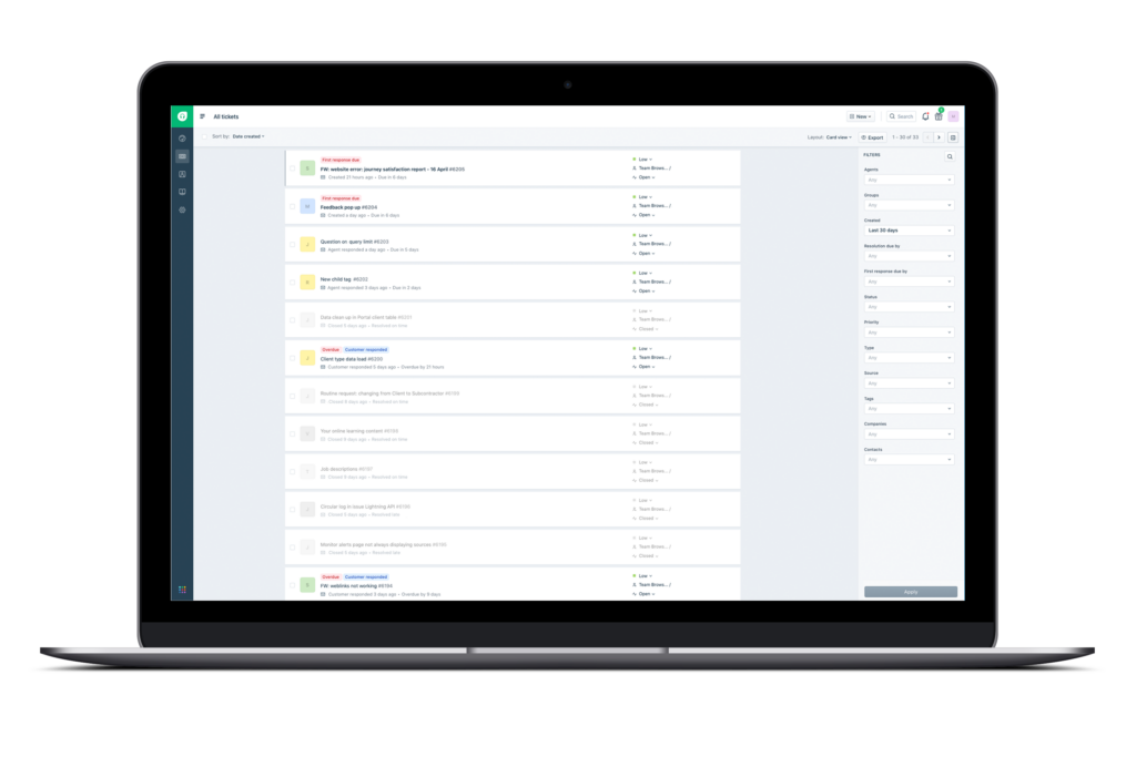a screenshot of our ticket management platform